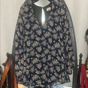 Show Me Your MuMu Navy Floral Blouse